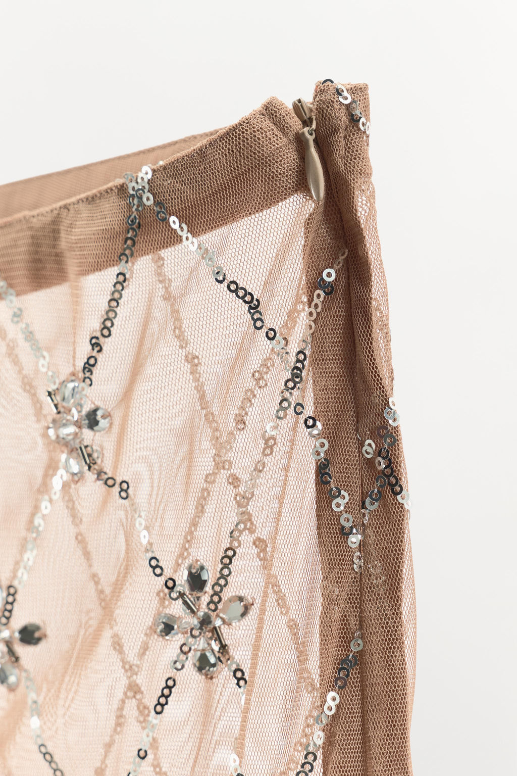 EMBROIDERED BEADED MIDI SKIRT