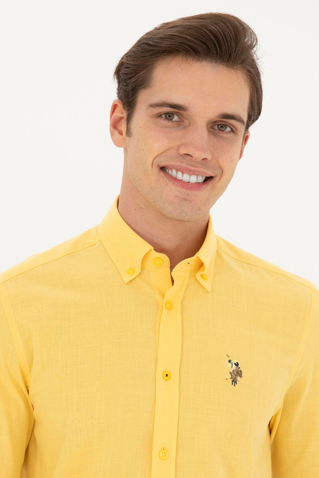 Мужская желтая базовая рубашка с длинным рукавом - U.s. polo assn фото 2