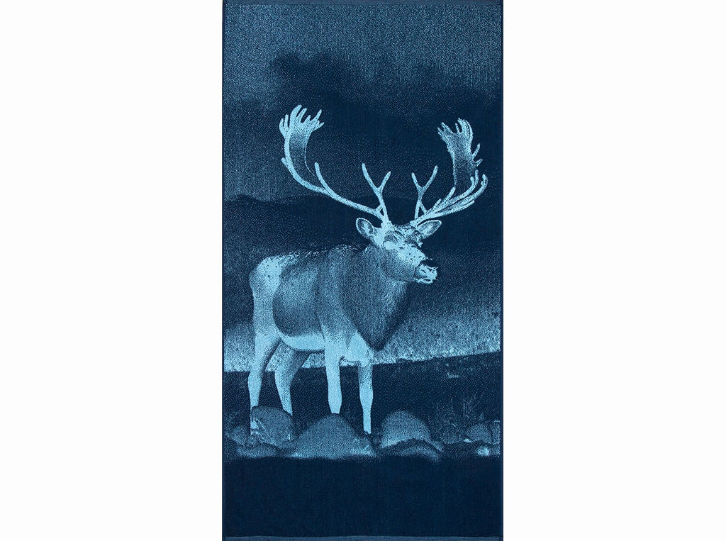 Полотенце махровое 6с102.413ж1 Фото-олень(джинс) 81х160см