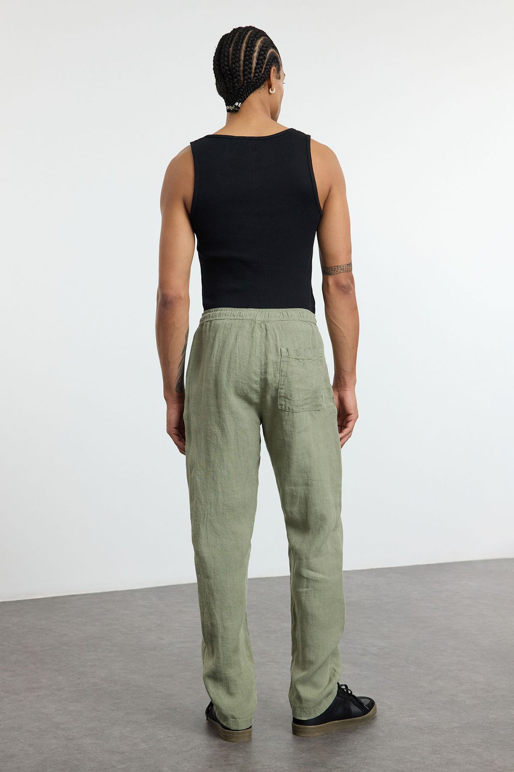 TRENDYOL MAN Premium Gri %100 Keten Straight Fit Lastikli Beli Baglamal? Pantolon TMNSS24PL00018 - Trendyolmilla фото 39