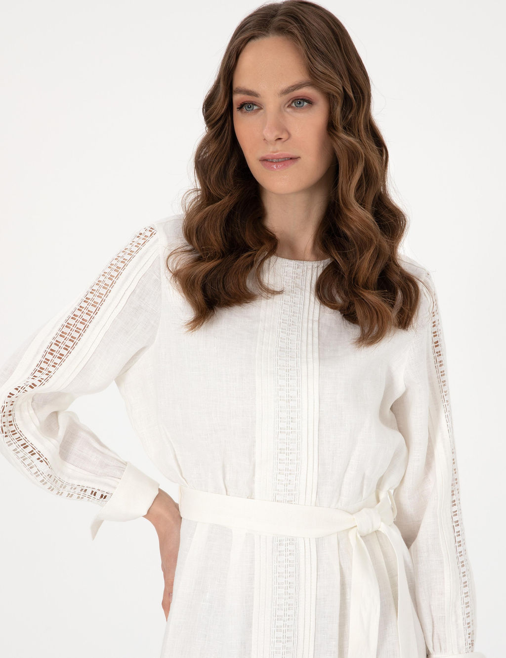 Beyaz Regular Fit Dokuma Elbise - Pierre cardin фото 2