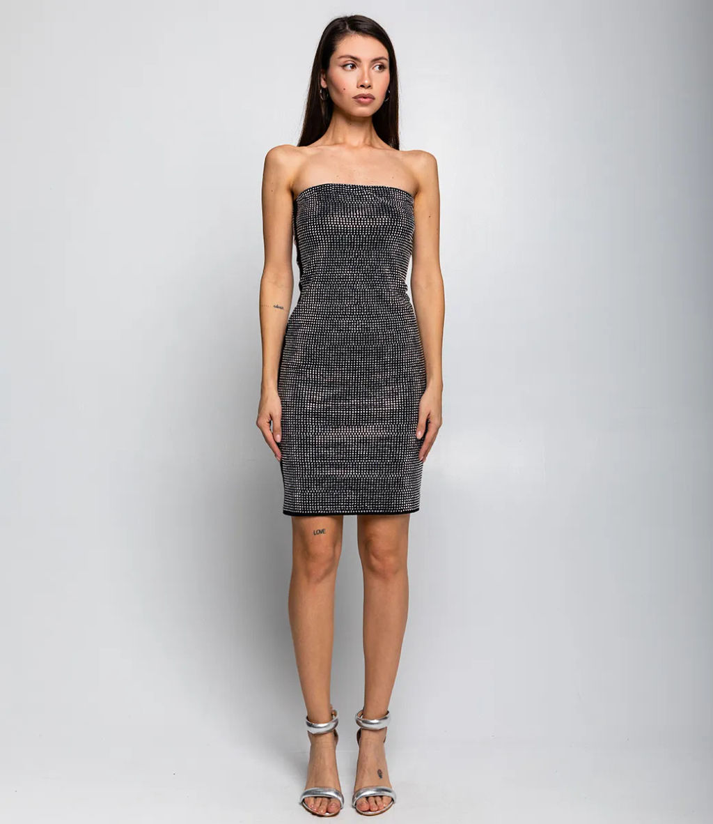 Платье #КТ3101 (1), чёрный,серебряный - Dommod фото 3