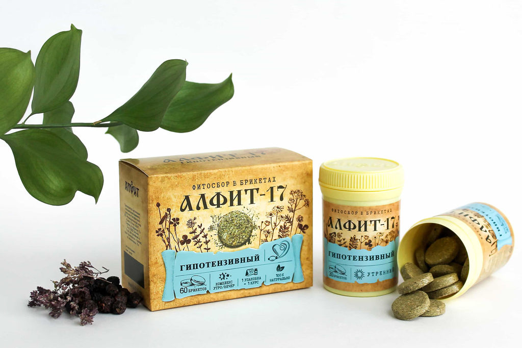Алфит-17 Гипотензивный БАД в брикетах Алфит 1199