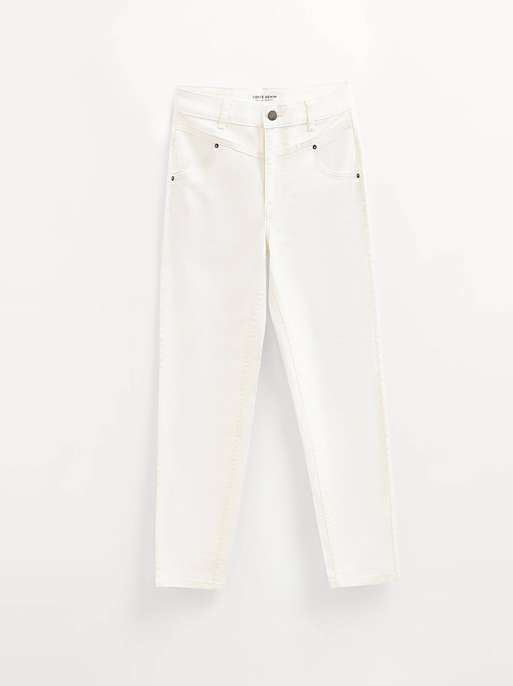 CONTE CON-726 Джинсы mom в молочном оттенке с кокеткой off white - Conte elegant фото 9