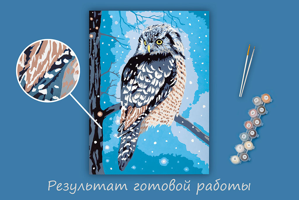 ФРЕЯ PKZ/PM-091 Набор для раскрашивания по номерам (на картоне) 40 х 30 см Сова в сумерках
