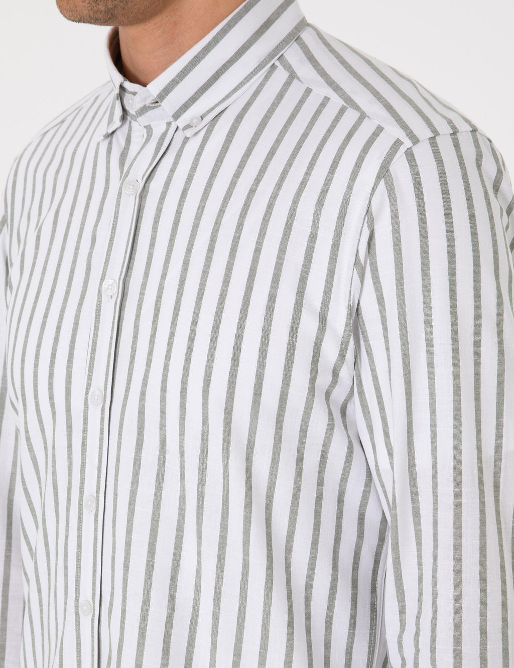 Haki Regular Fit _izgili Uzun Kollu G_mlek - Pierre cardin фото 7