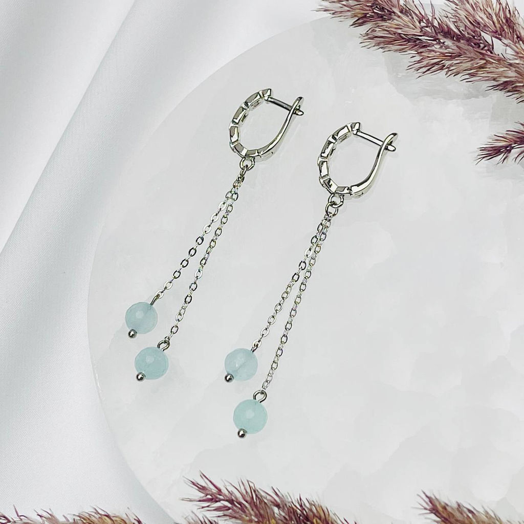 Серьги на цепочке из Аквамарина