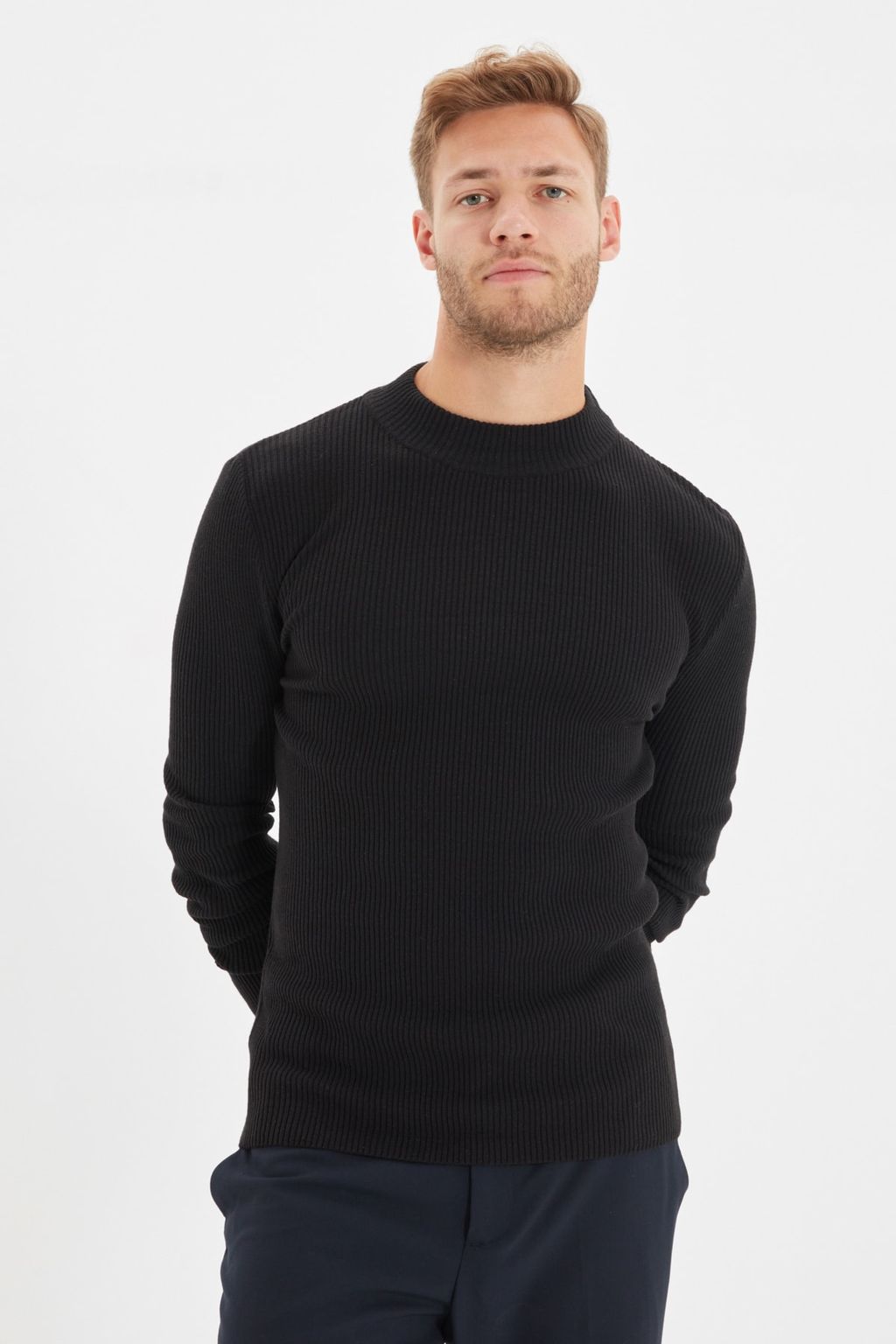 TRENDYOL MAN Ekru Slim Fit Pamuklu Yar?m Bal?kc? Yaka Fitilli Orgu Kazak TMNAW21KZ0568 - Trendyolmilla фото 10