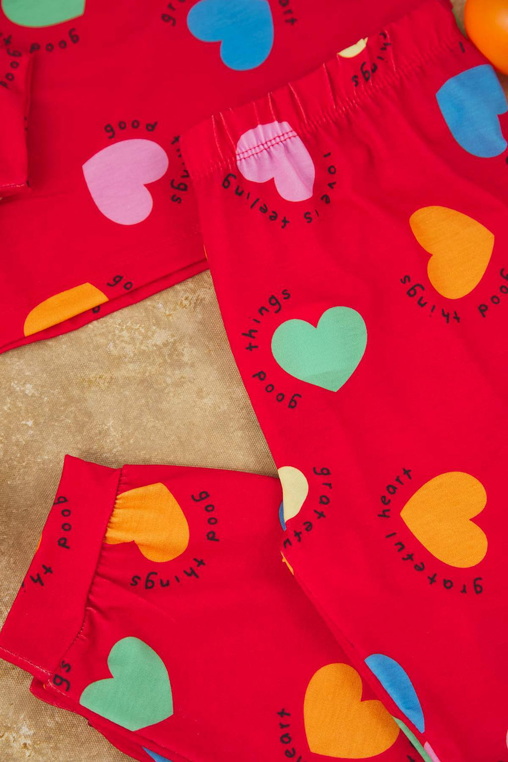 K?rm?z? Yumusak Dokulu K?z Cocuk Kalp Bask?l? Orme Pijama Tak?m TKDAW25AU00130 - Trendyolmilla фото 3