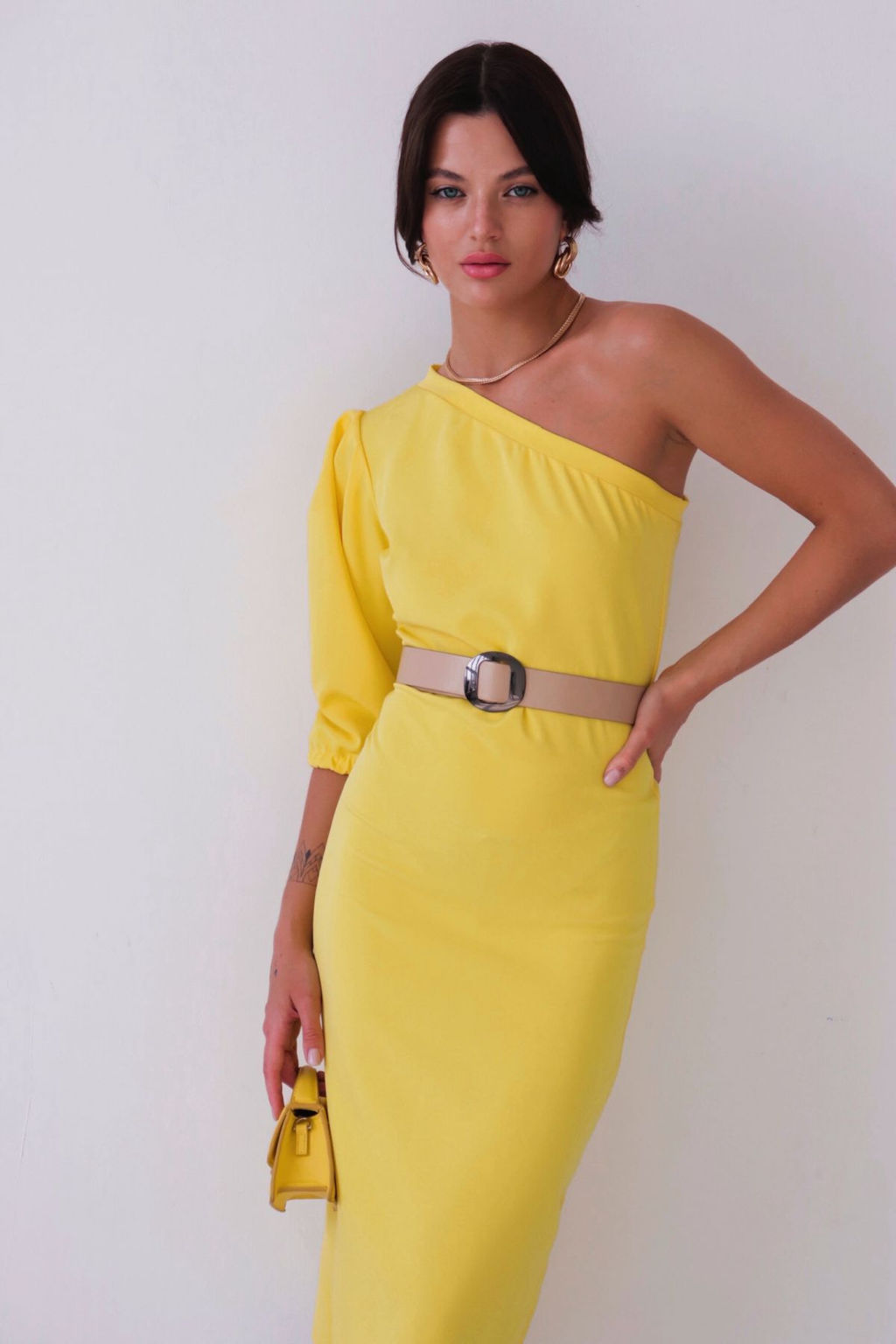 Асимметричное платье лимонное - Martichelli фото 21