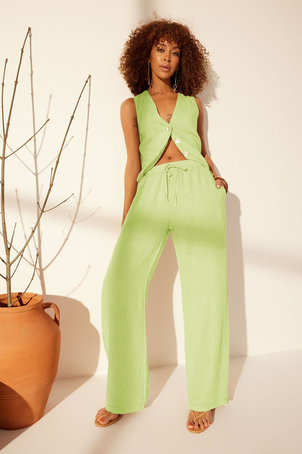 Lacivert %100 Keten Beli Lastikli Yuksek Bel Wide Leg Pantolon TWOSS24JE00249 - Trendyolmilla фото 43