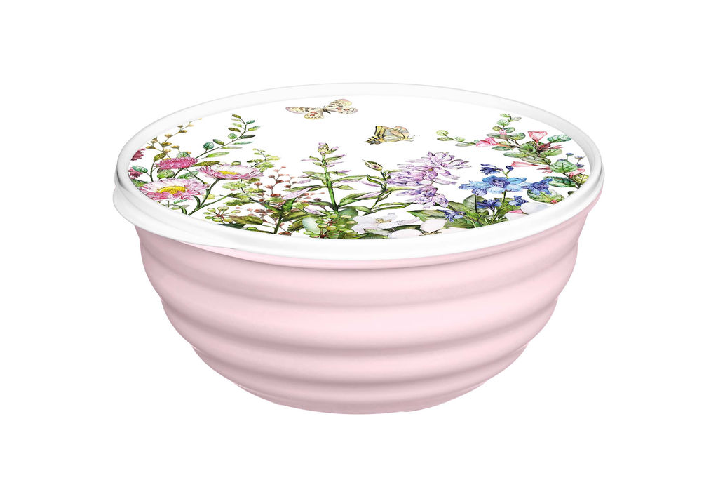 Цена за 2 шт. Миска "Латина" 1,1л с крышкой с декором "Цветущий луг" (микс) 223111690/00