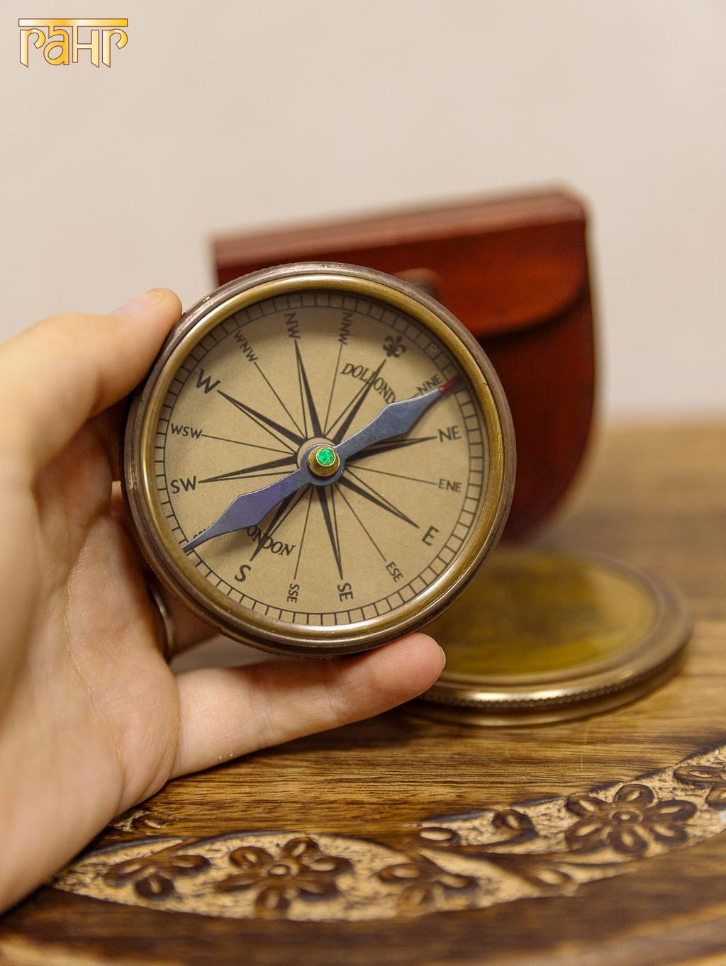 Компас 3 в кожаном футляре № Мтк171/3/2 - Ганг фото 3