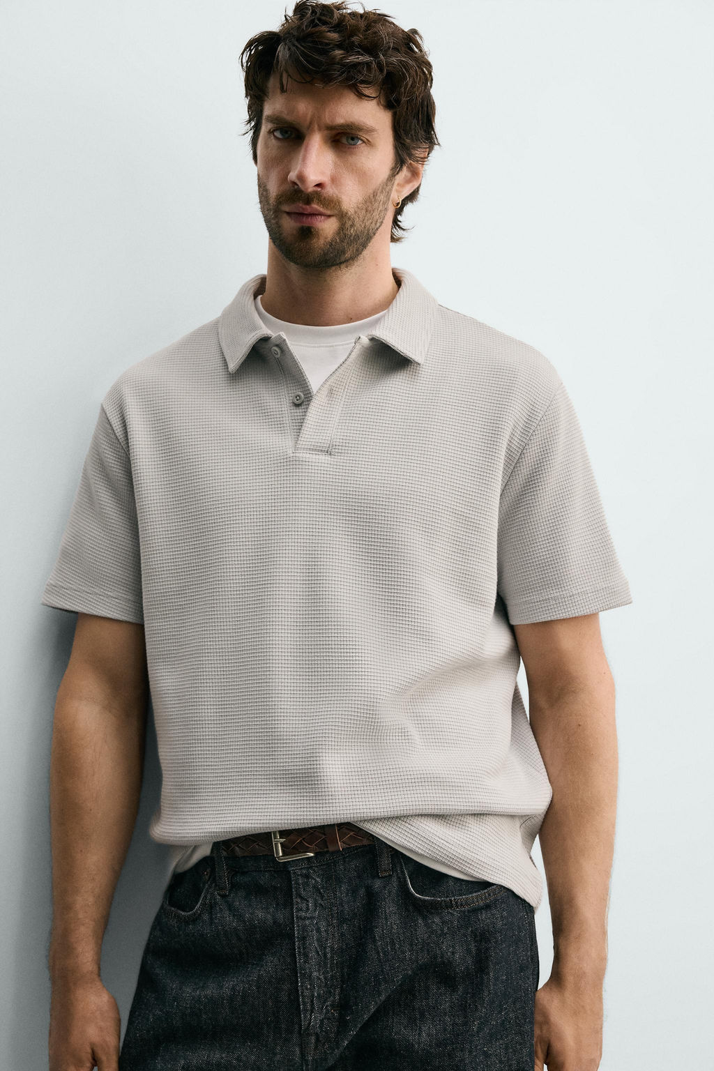 POLO ESTRUCTURA WAFFLE / Gris perla - Zara фото 7