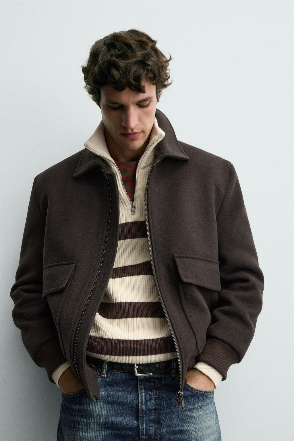 WOOL BLEND JACKET WITH CONTRAST COLLAR - Zara фото 7