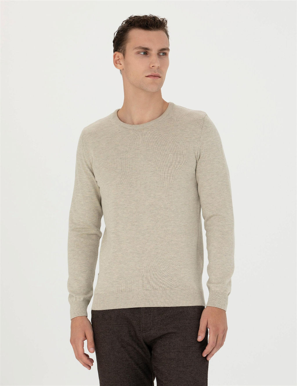 Kum Melanj Slim Fit Bisiklet Yaka Basic Triko Kazak - Pierre cardin фото 3