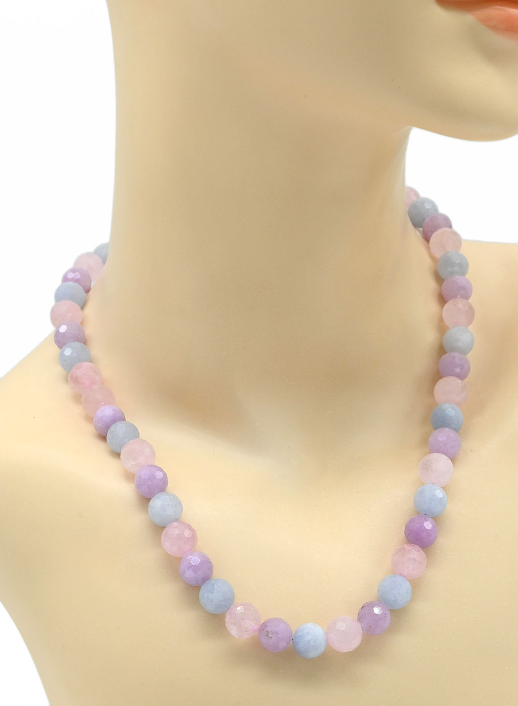 Бусы из камня кальцита граненые 10мм цв.берилл, 47см