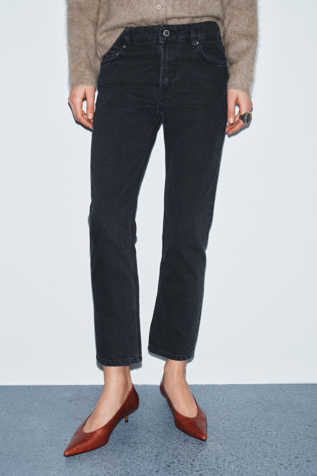 ZW COLLECTION MID-WAIST FULL LENGTH JEANS - Zara фото 9