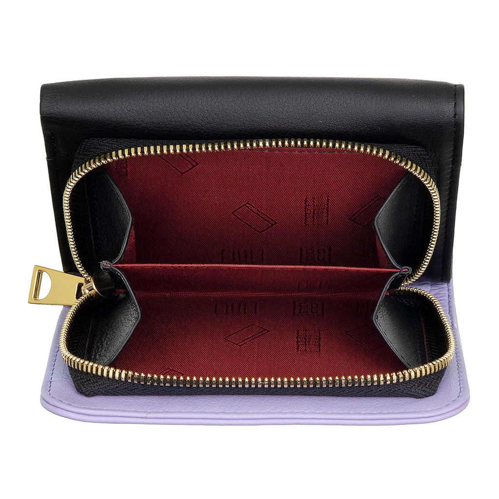 Итальянский кожаный кошелек DuDu серии Pemba | черно-лавандовый - Dudubags фото 4