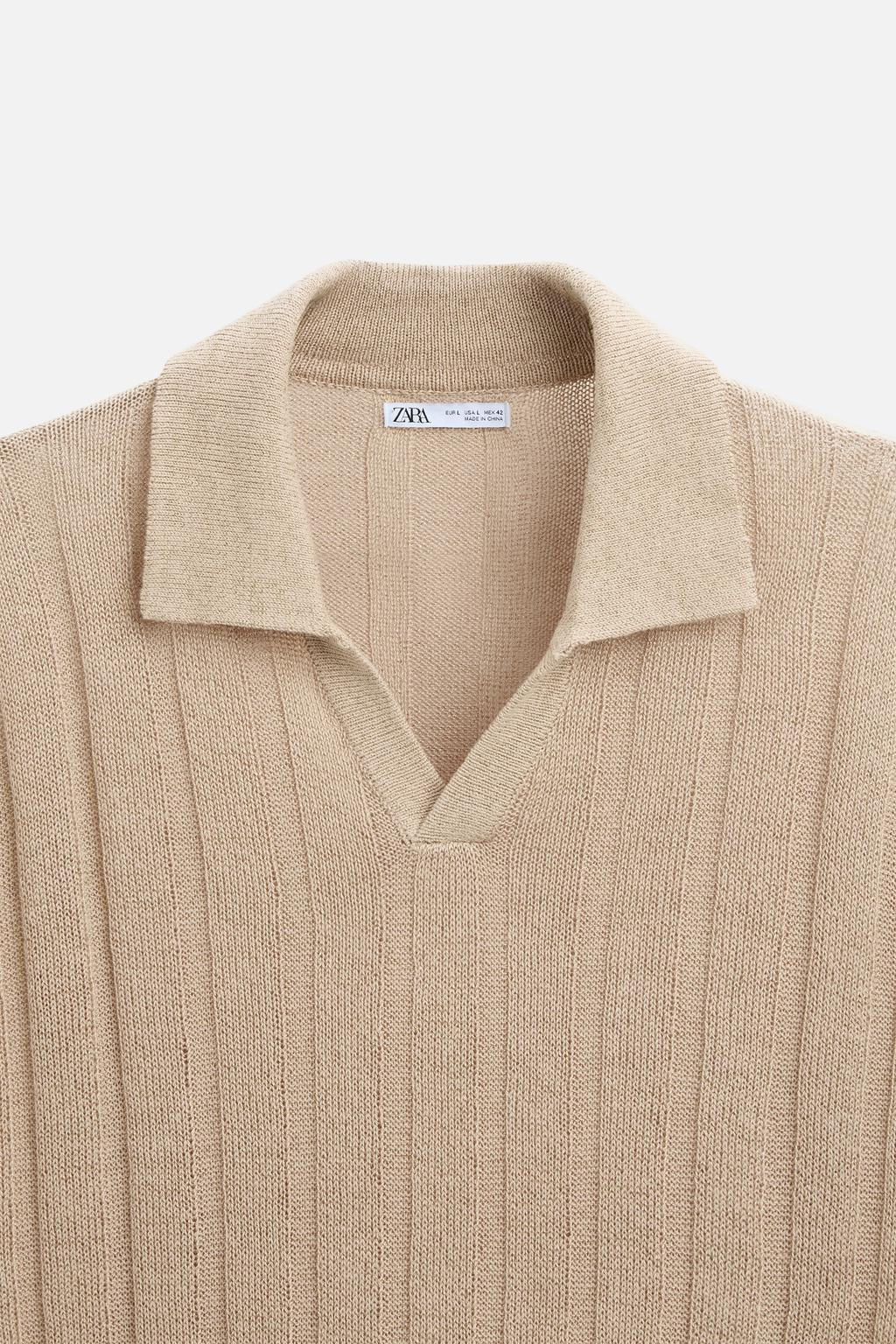 RIBBED KNIT POLO SHIRT - Zara фото 4