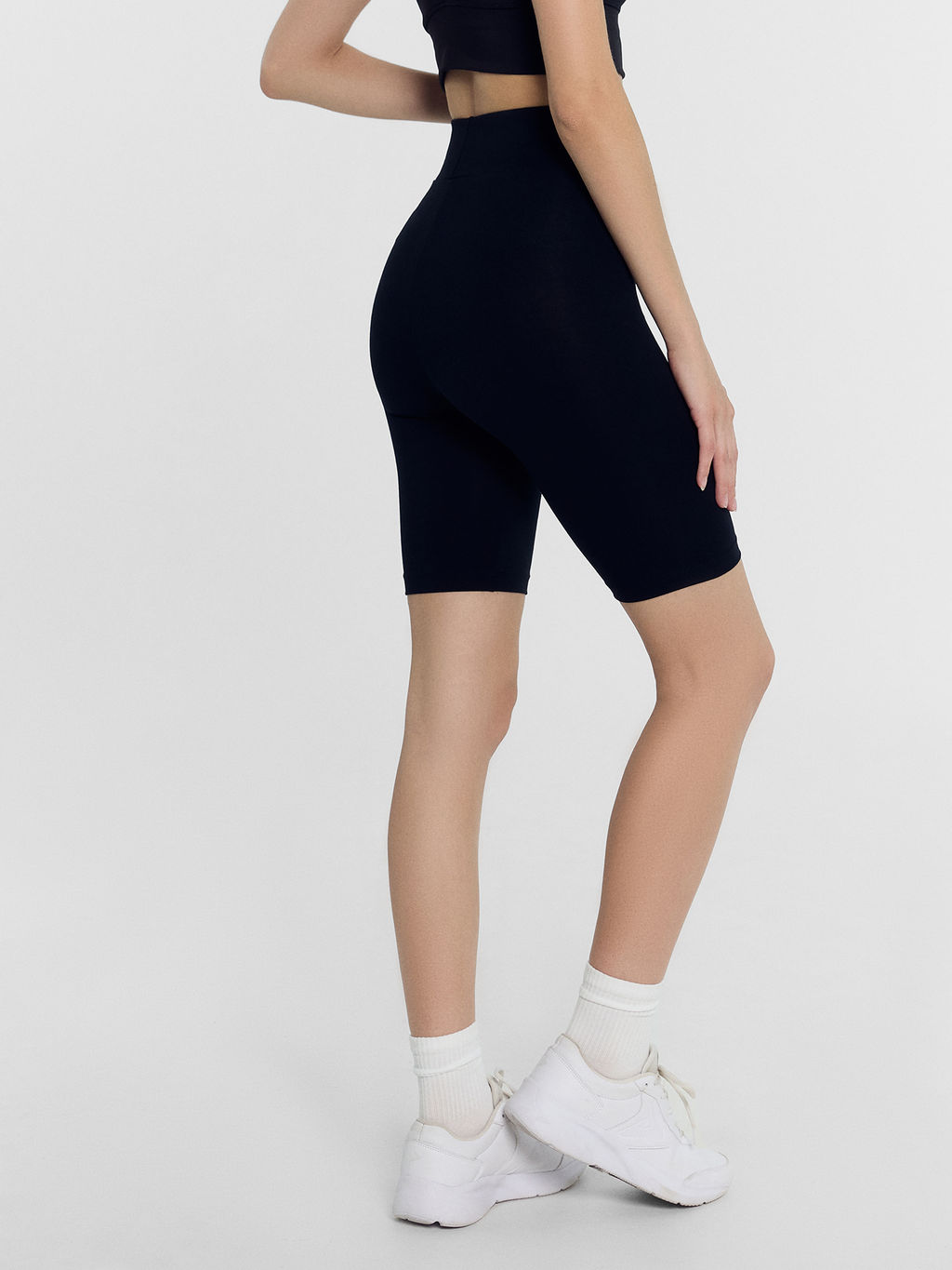 Шорты-велосипедки женские с высокой талией в желтом оттенке