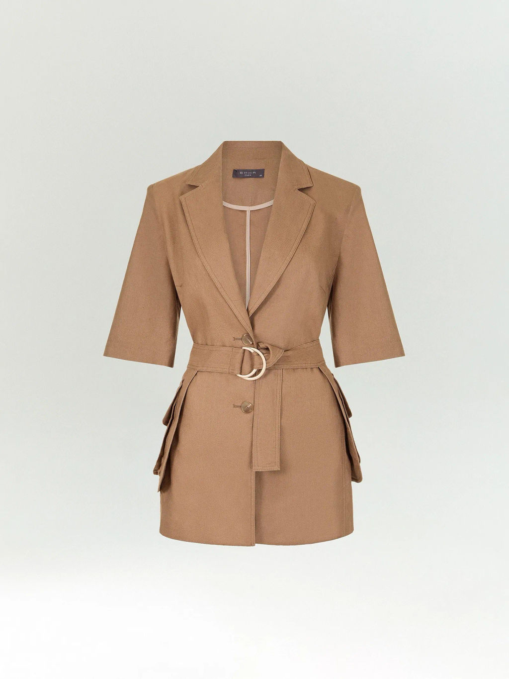 Жакет изо льна с поясом и накладными караманами, ML835/organica