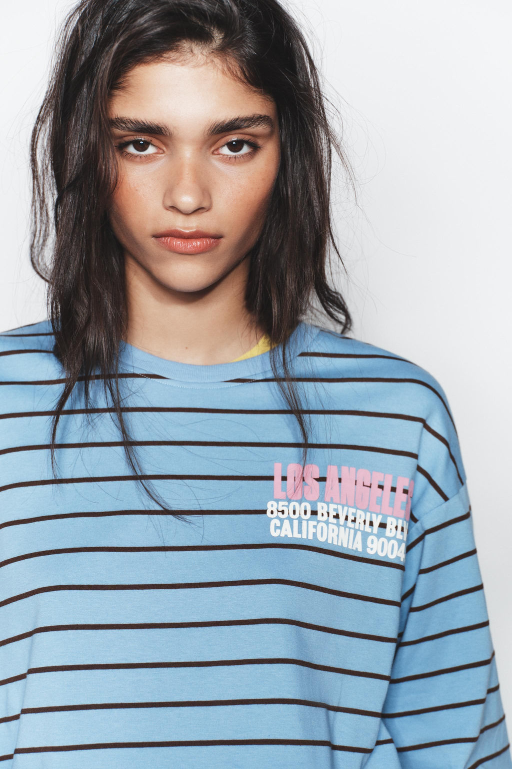 STRIPED T-SHIRT WITH SLOGAN - Zara фото 7