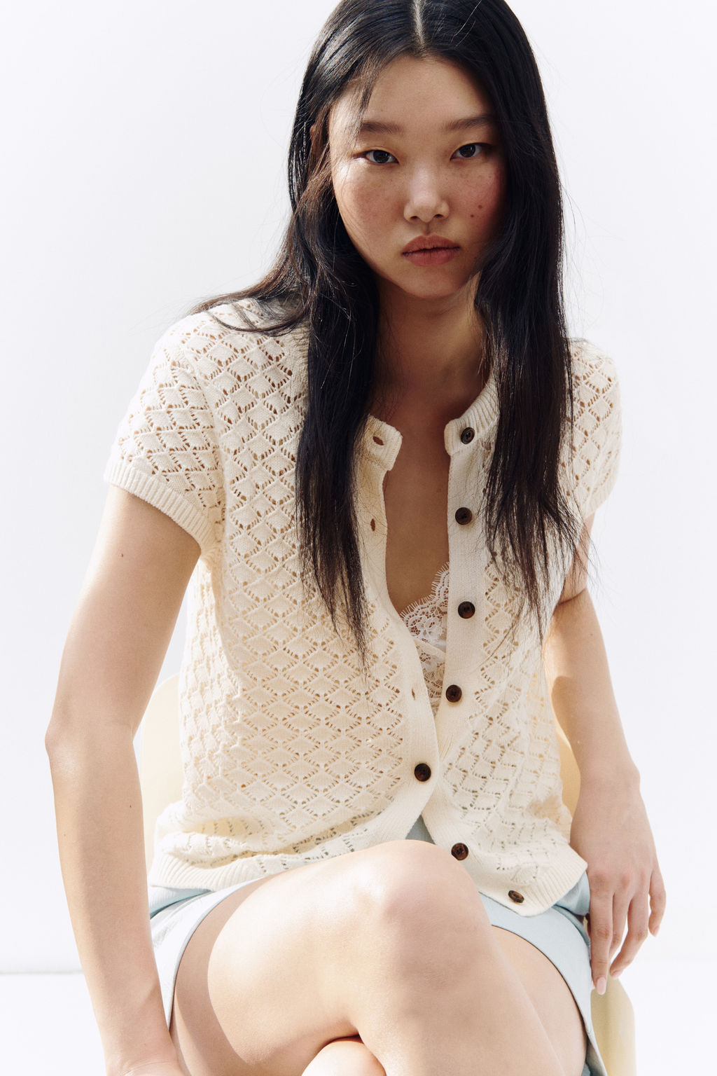 C?rdigan en punto pointelle con manga japonesa - H&m фото 4