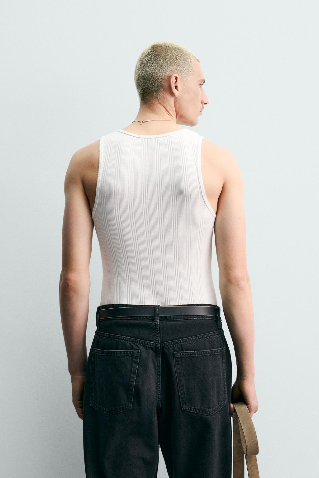Майка CAMISETA TANK PUNTO RIB слоновая кость