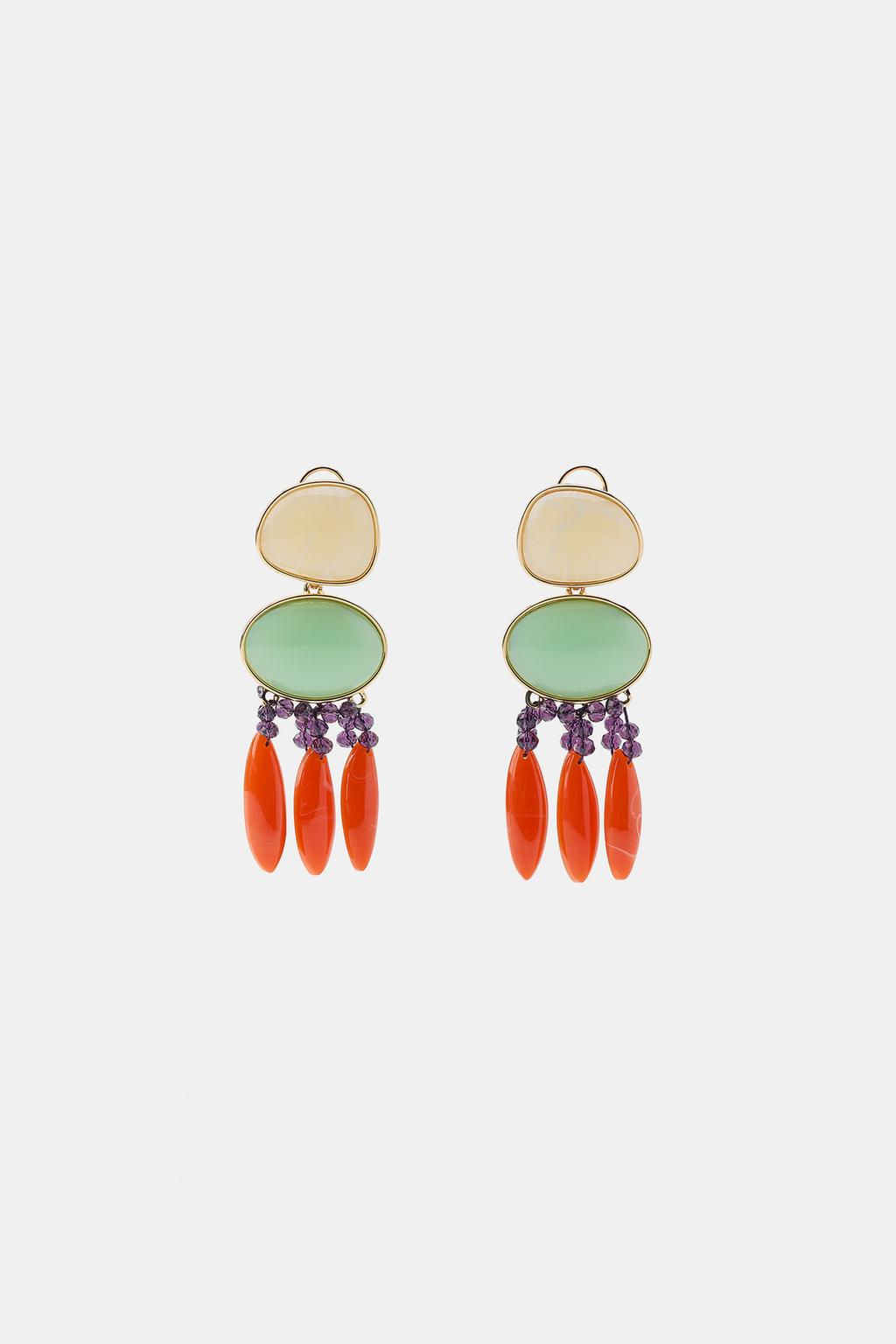 DOUBLE RESIN BEAD EARRINGS - Zara фото 3