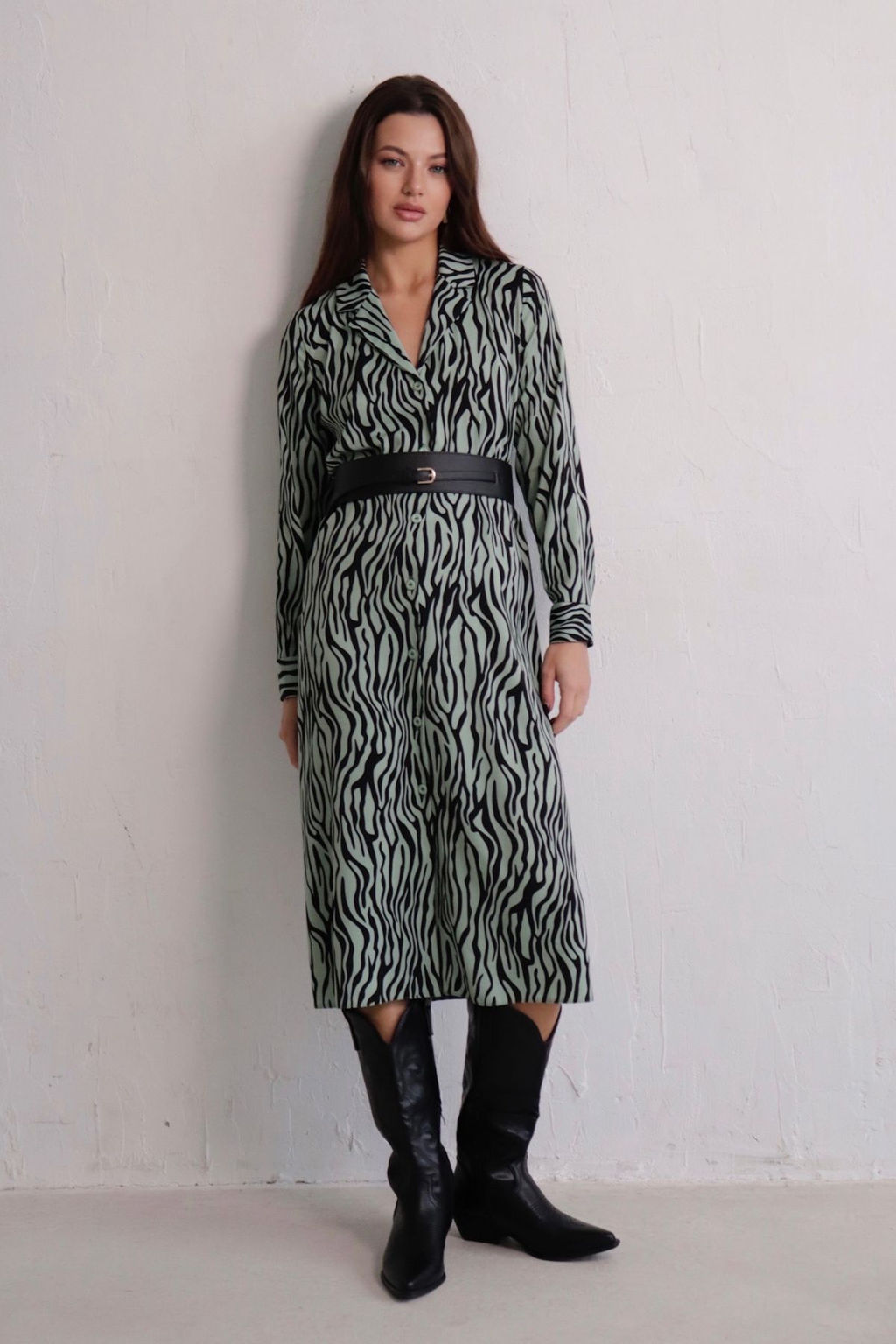 Платье-рубашка с английским воротником принт - Martichelli фото 245