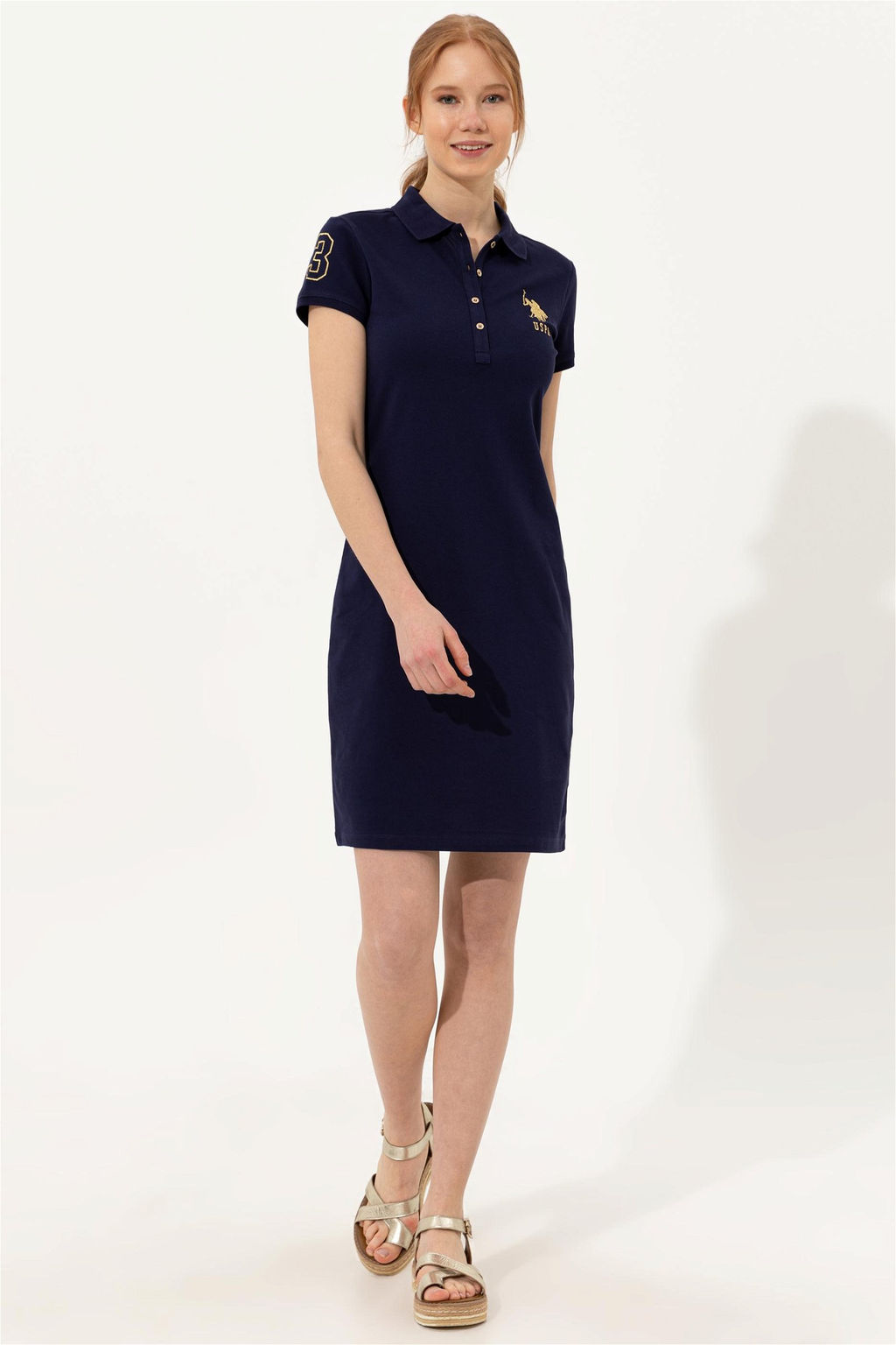 Женское темно-синее трикотажное платье - U.s. polo assn фото 3