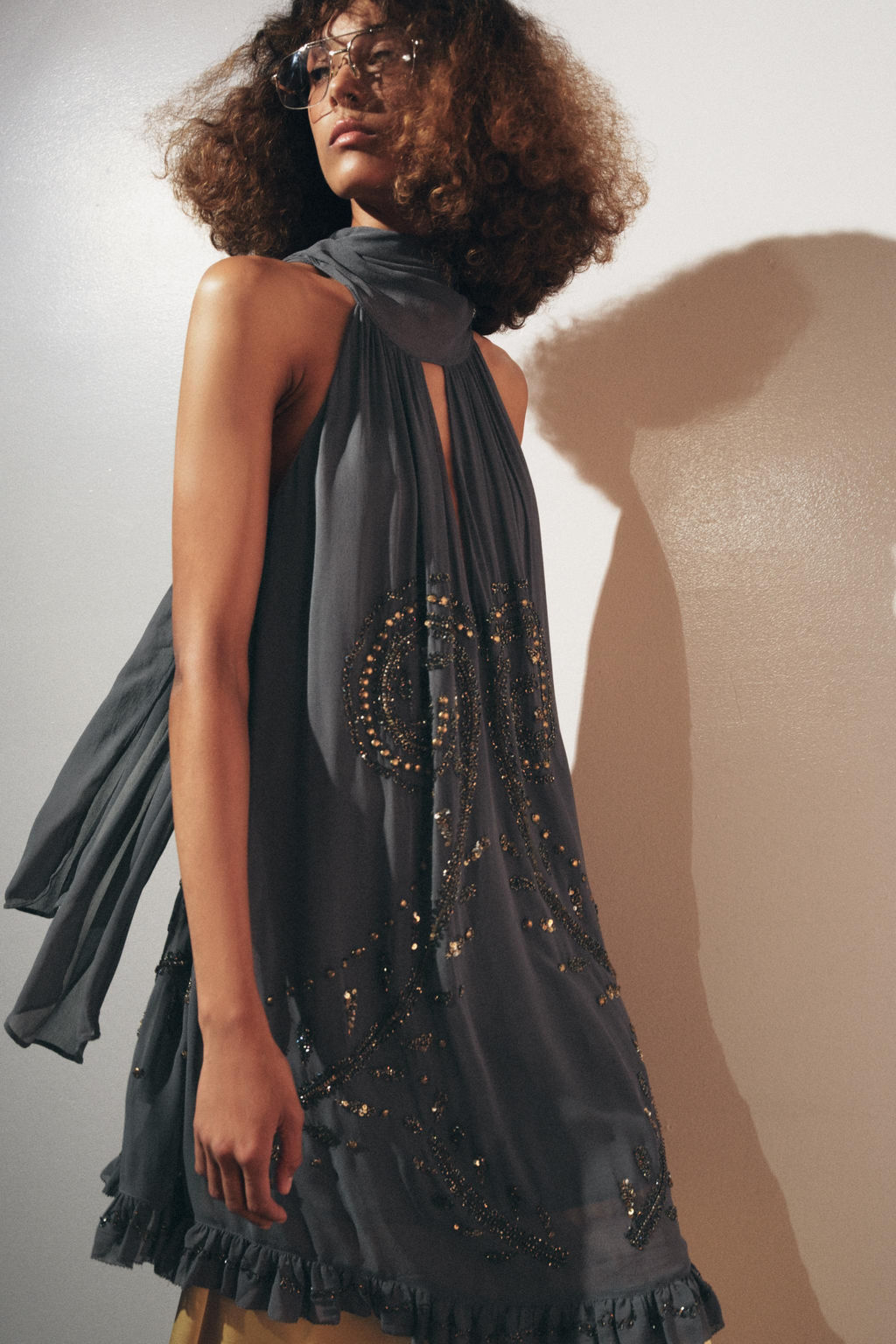 ZW COLLECTION EMBROIDERED HALTER DRESS - Zara фото 4