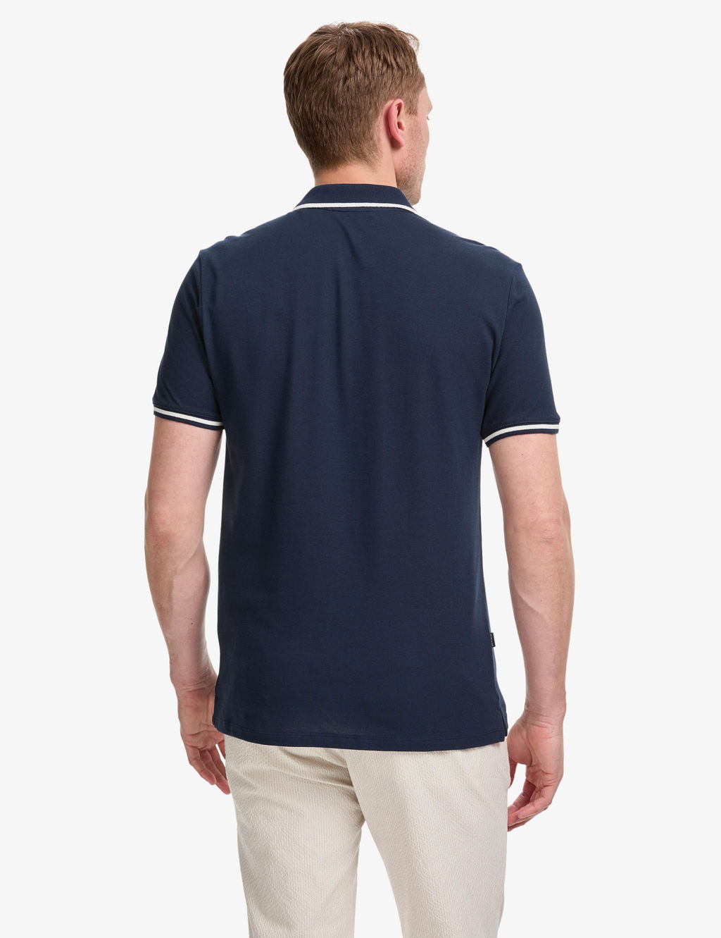 Lacivert Slim Fit %100 Pamuk Fermuarl_ Polo Yaka Ti__rt