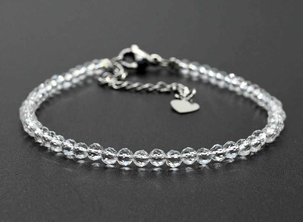 Браслет из циркона шарик гр.3мм цв.хрусталь, 17см