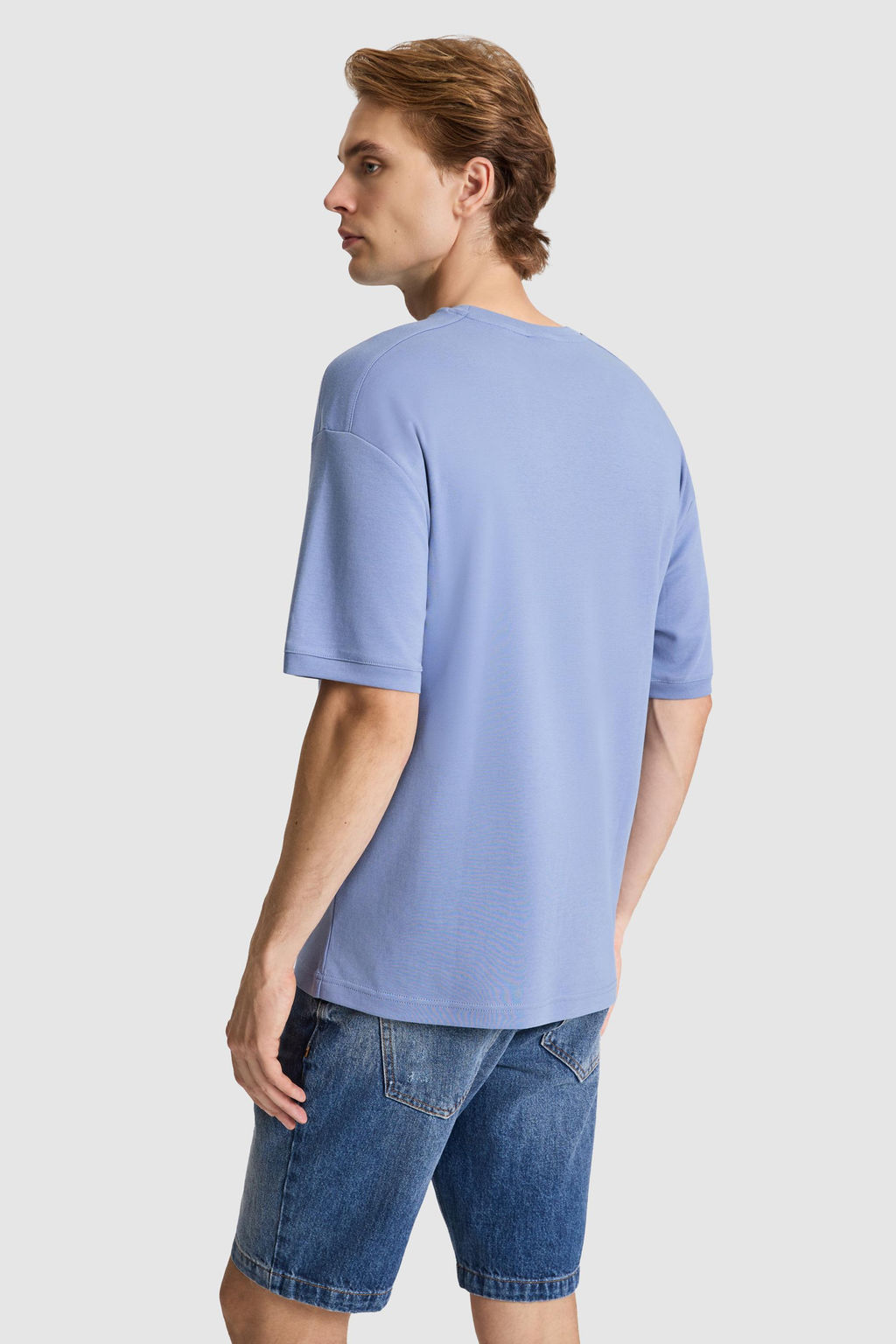 Erkek _ndigo Comfort Fit Bisiklet Yaka Ti__rt