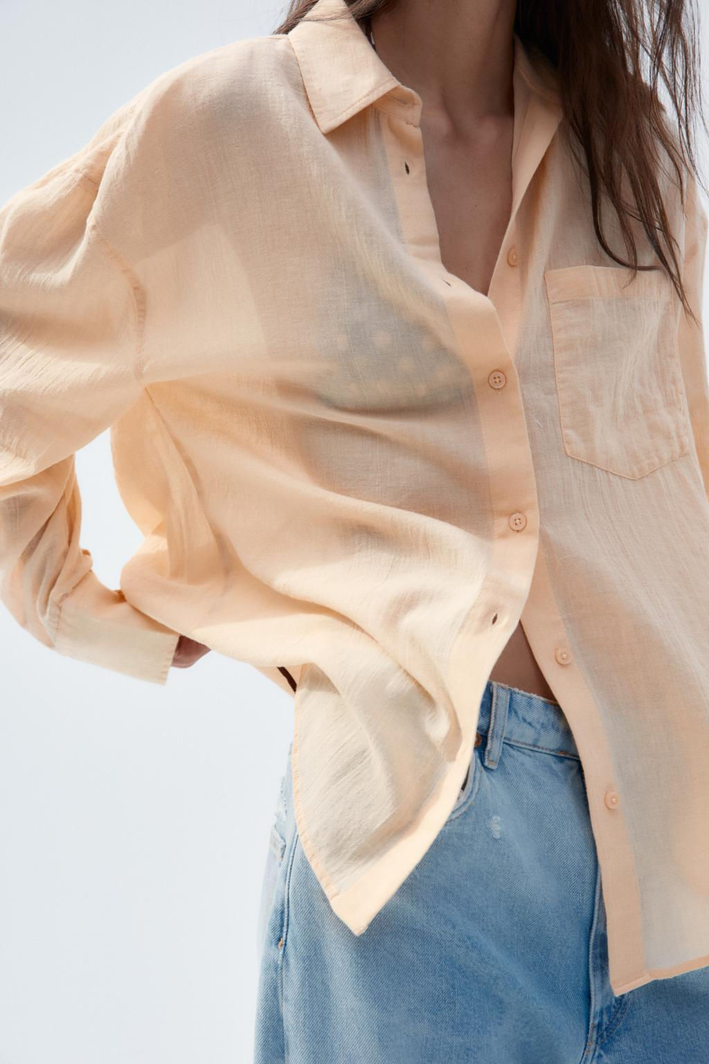 OVERSIZE GAUZE SHIRT - Zara фото 14