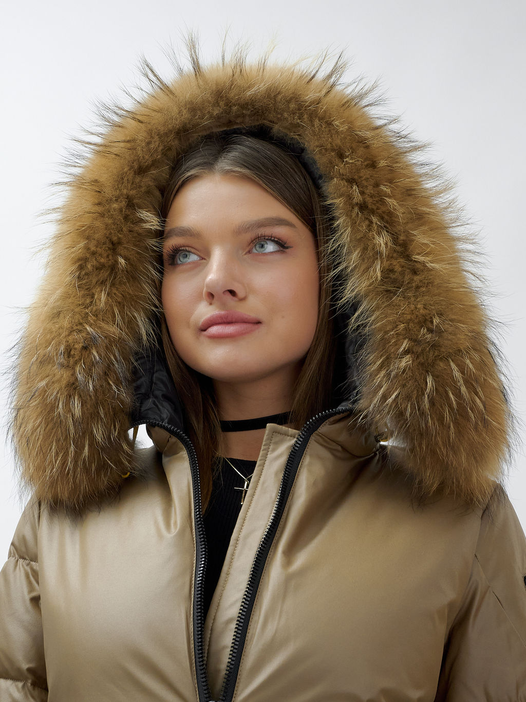 Куртка зимняя HaiLuoZi 871K женская коричневая с мехом енота утеплитель 260 г/м² - Mtforce фото 11