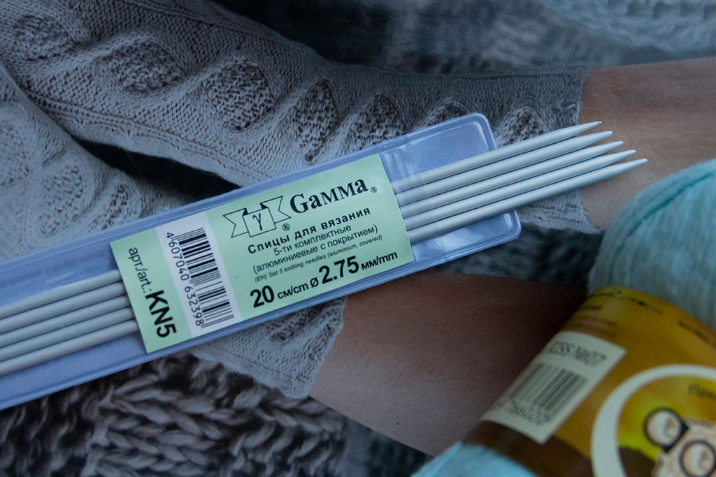 Спицы GAMMA 5-ти компл. чулочные KN5 алюминий d 3.5 мм 20 см 5 шт с покрытием  фото 7