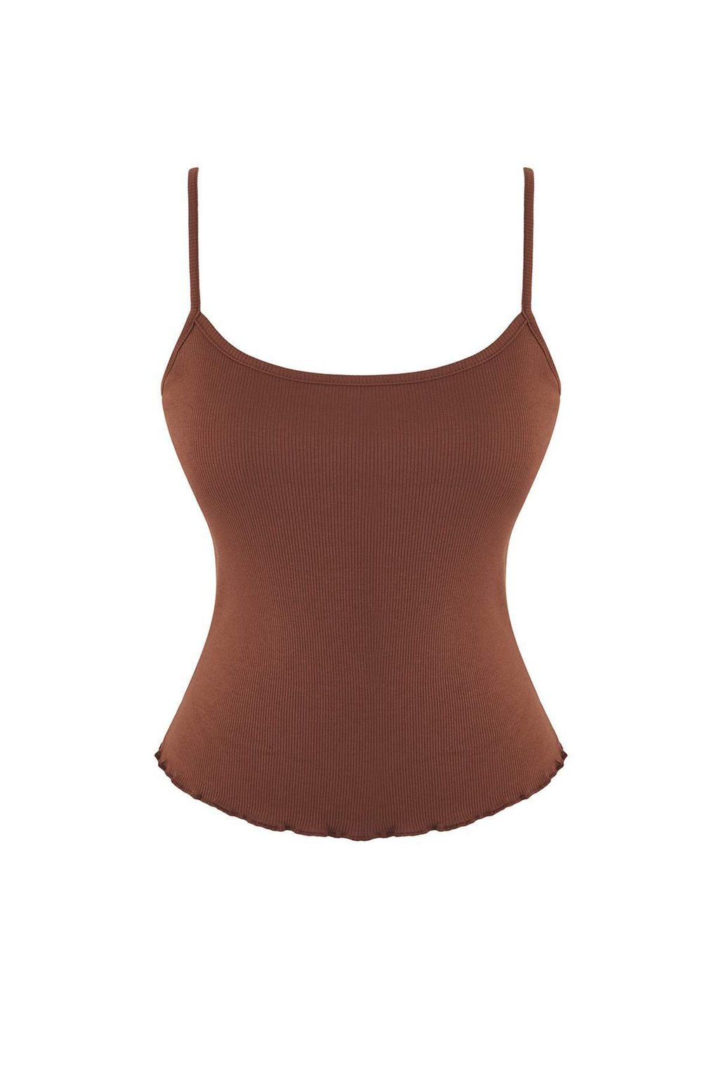 Teen Kahverengi 2li Fitted/Vucuda Oturan Dugme Detayl? Fitilli Esnek Orme Bluz TWOAW26BZ00109