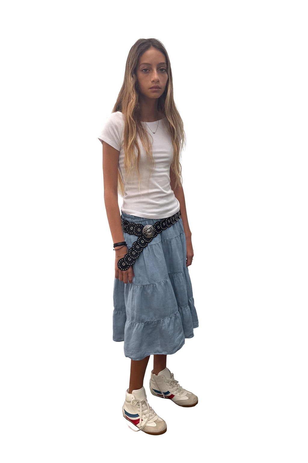 FALDA MIDI PANELES 100% RAMIO / Azul / Gris - Zara фото 7
