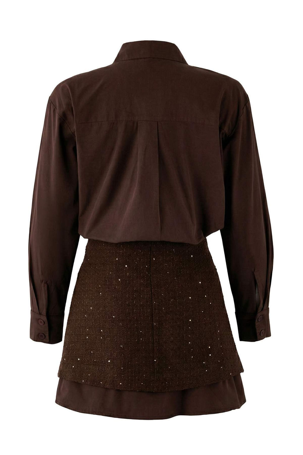 Kahverengi Duz K?sa / Mini Tuvit Etekli Dokuma Gomlek Elbise TWOAW26EL00367 - Trendyolmilla фото 7