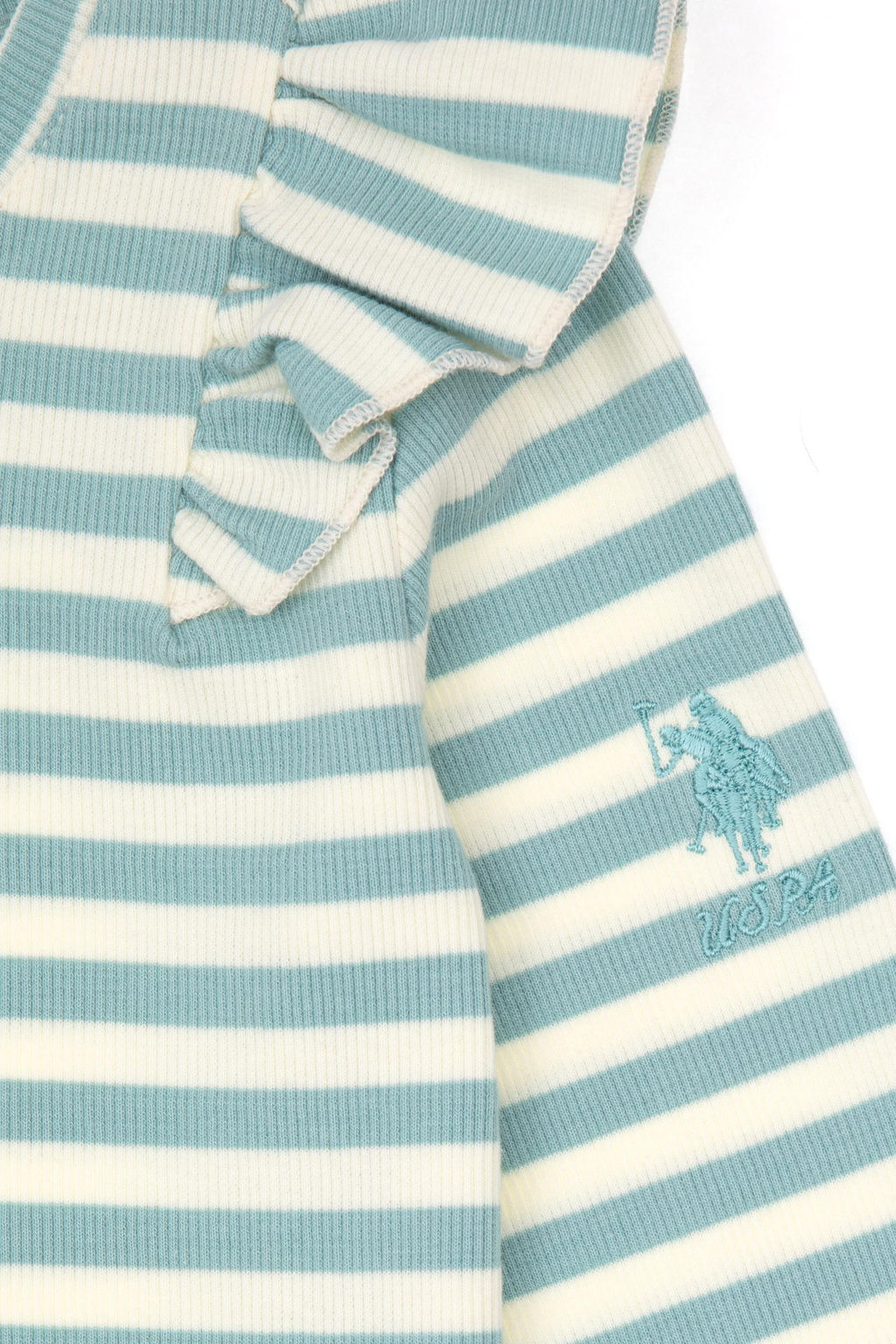 K_z _ocuk Mint _izgili Bisiklet Yaka Sweatshirt - U.s. polo assn фото 5