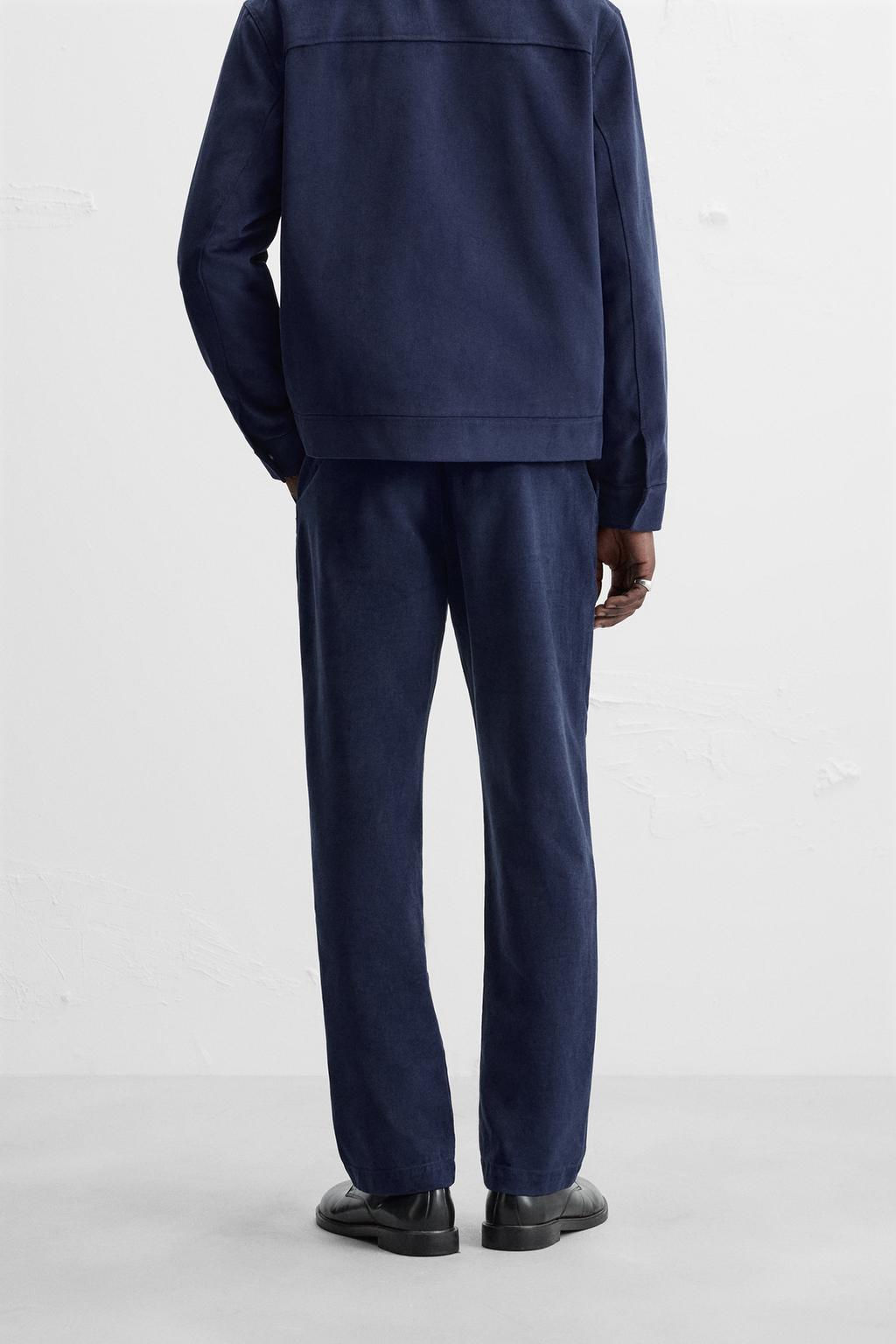 REGULAR FIT LYOCELL/COTTON TROUSERS - Zara фото 3