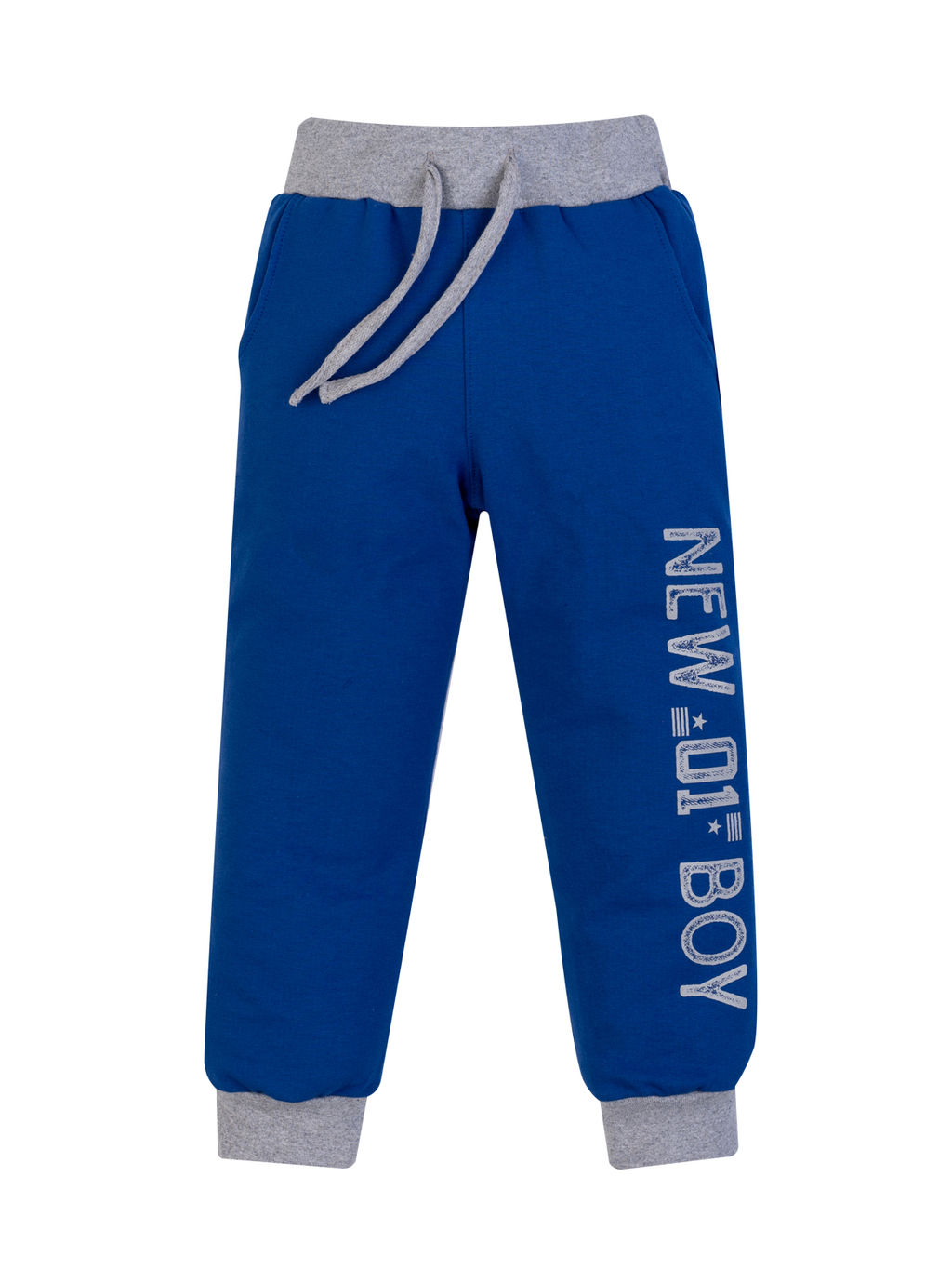 Брюки детские яркосиние с принтом