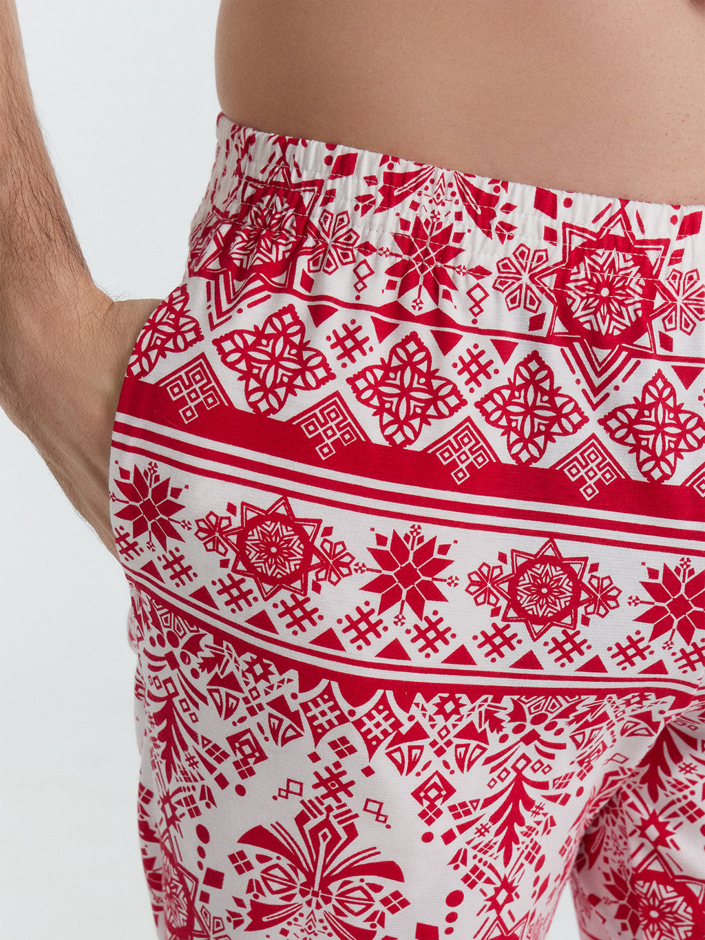 Пижама мужская красная с принтом и надписью Чакаю каляды красный +новогодний орнамент 591023 - Mark formelle фото 8