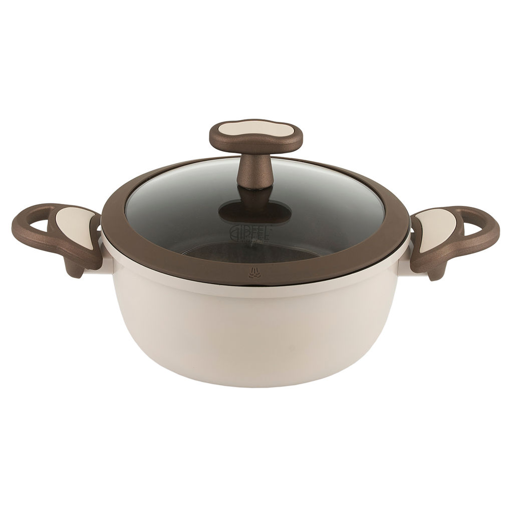 51107 GIPFEL Кастрюля STADELLA BEIGE 20х9.5см/3л со стеклянной крышкой, ручками c покрытием Soft-touch, c двуслойным антипригарным покрытием и индукционным дном. Материал: алюминий. Толщина: 2.3/5.5мм  фото 2