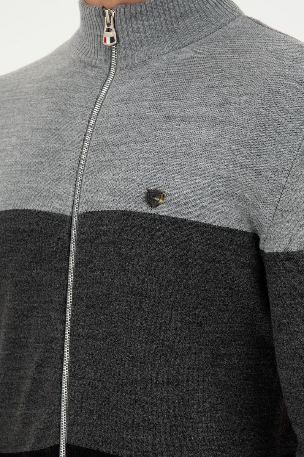 Мужской серый меланжевый трикотажный кардиган Неожиданная скидка в корзине - U.s. polo assn фото 7