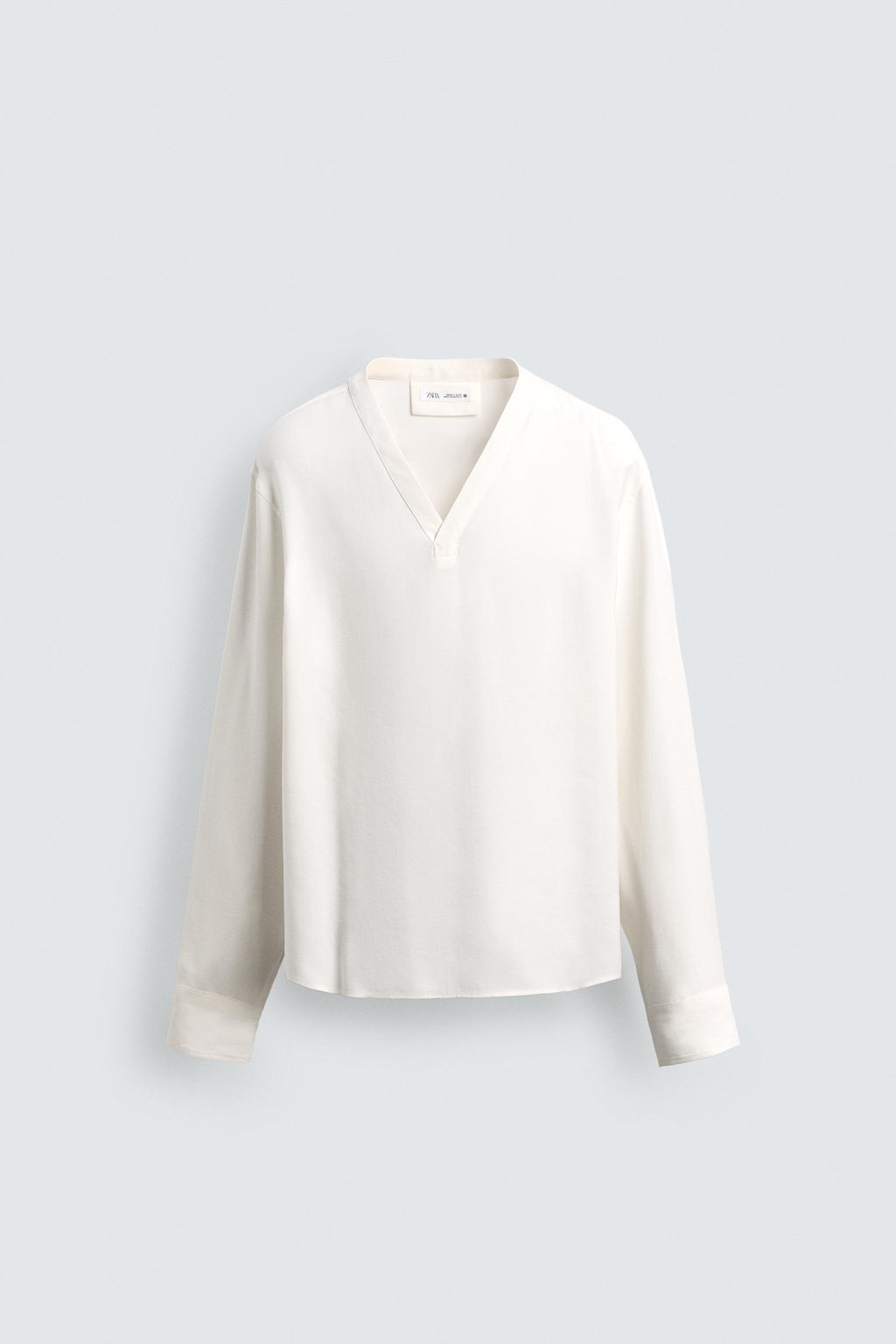 CAMISA FLUIDA CUELLO PICO / Blanco - Zara фото 7