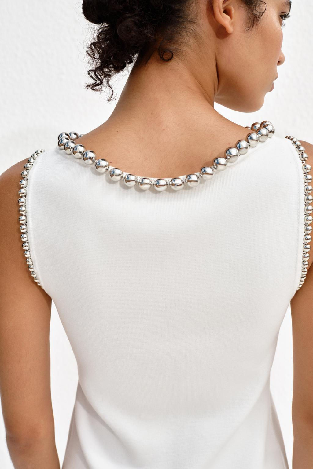 SHORT BEADED KNIT DRESS - Zara фото 4